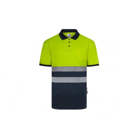 Polo Alta Visibilidad Cinta Segmentada Navy / Amarillo Fluor