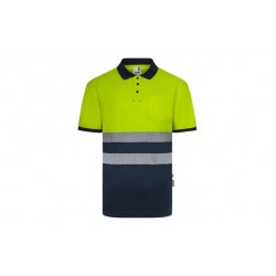 Polo Alta Visibilidad Cinta Segmentada Navy / Amarillo Fluor