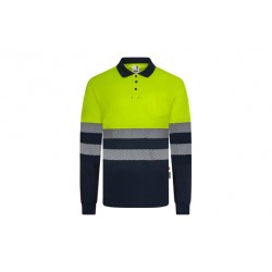 Polo Manga Larga Alta Visibilidad Cinta Segmentada Navy / Am