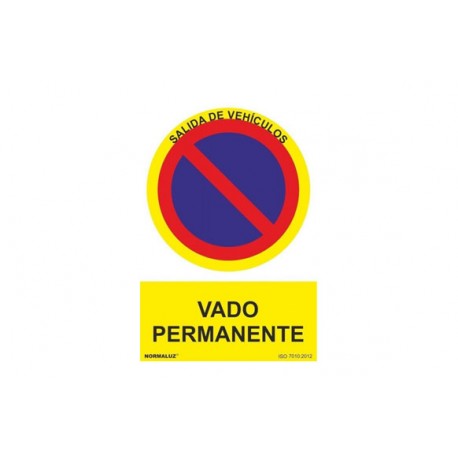 SeÑal Pvc 0,7mm Prohibido Vado Permanente 210x300mm Normaluz