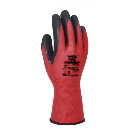 Guante Poliester Latex Rojo T.7