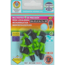 Difusor Riego Goteo 60lt/h 360§ 1 Atmosfera S&m 10 Pz