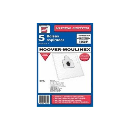 Bolsa Aspirador Papel Hoover-moulinex 915731 Thogar 5 Pz Rf