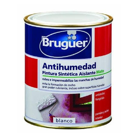 Pintura Sintetica Antihumedad Mate Blanco 750 Ml Bruguer