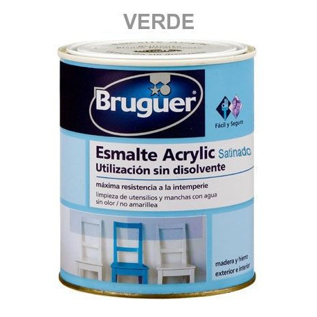 Esmalte Acrilico Satinado Verde Lima 250m Ml Bruguer 1522