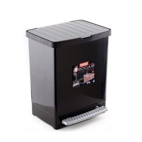 Cubo Reciclaje 17 L. +  8l.  Negro Ta-tay