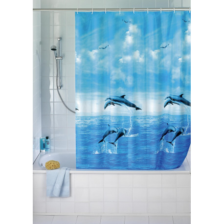 Cortina Baño 180x200cm Pvc Delfines Wenko 1 Pz