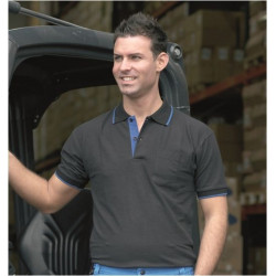 Polo M/corta 100% Algodón Negro/azulina Top Range T-xl