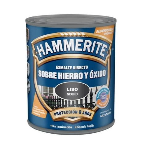 Esmalte Antioxidante Hammerite Liso Brill Negro 2,5l