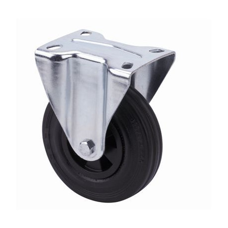 Rueda Fija Goma Negra Ø100 Platina 80kg