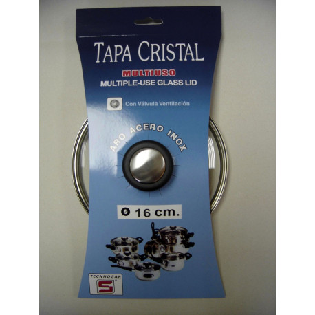 Tapa Bat Cocina 16cm Valv.ventil. Aro Inox-cristal Tecnhogar