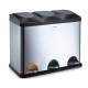 Cubo Basura Inox Reciclaje 3 Compartimentos 45lt