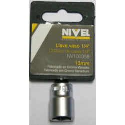 Llave Vaso Hexag. 1/4"-13mm C.v. Nivel