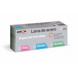 Lana Acero Pulir Surtido 6 Pz 25gr 2fina+2med+2gruesa Akron