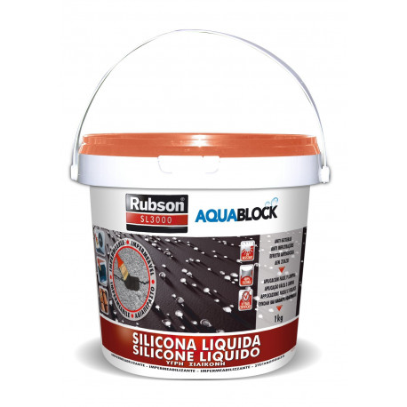 Silicona Liquida Elastica 100% Impermeab Teja 1kg Aquablock