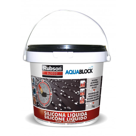 Silicona Liquida Elastica 100% Impermeab Negra 1kg Aquablock