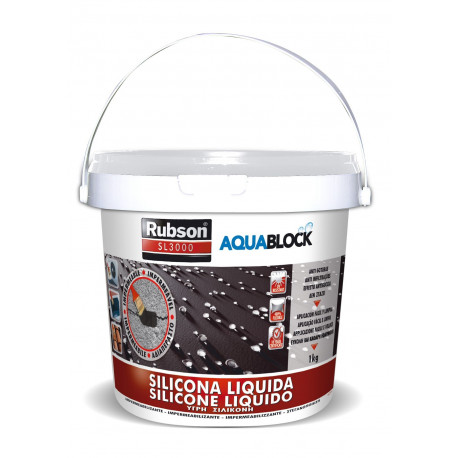 Silicona Liquida Elastica 100% Impermeab Blanc 1kg Aquablock