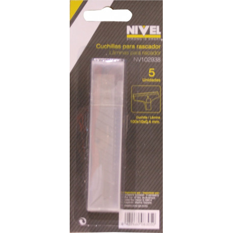 Cuchilla Rascador 100x10x0,4mm Nivel Nv102938 5 Pz