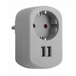 Adaptador Elec 16a-250v 1 Toma+2 Usb 2.1 Gr/cen Simon B