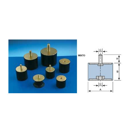 Antivibratorio Sop Cil 25,5x22mm / M-8 Mixto Amc 12 Pz