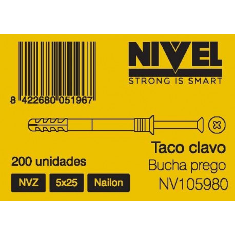 Taco Clavo 5x25 Nyl Nvz Nivel 200 Pz