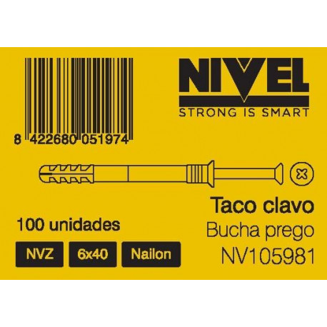 Taco Clavo 6x40 Nyl Nvz Nivel 100 Pz