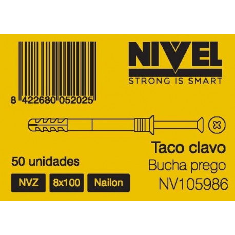 Taco Clavo 8x100 Nyl Nvz Nivel 50 Pz
