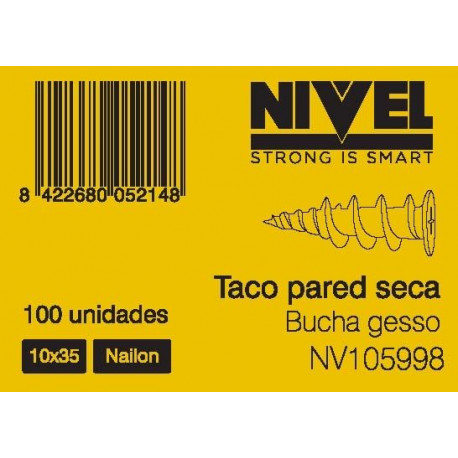 Taco 10x35 Nyl Pared Seca Nivel 100 Pz