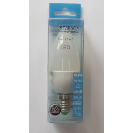 Lampara Ilumin Led Vela E14 4,5w 450lm 6400k Starson