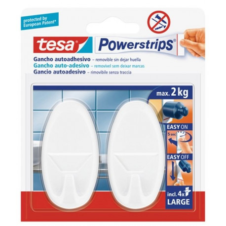 Colgador Hog Adh Reut Oval Gde. Pl Bl 4t Large Oval 2 Pz Tes