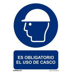 Cartel Señalizacion 210x300mm Pvc Obliga Uso Casco Normaluz