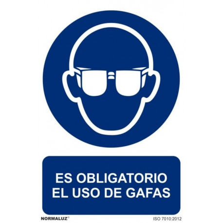 Cartel Señal 210x300mm Pvc Obliga Uso Gafas Normaluz