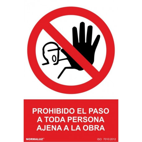 Cartel Señal 210x300mm Pvc Prohibido El Paso Obra Normaluz