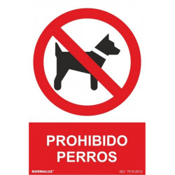 Cartel Señal 210x300mm Pvc Prohibido Perros Normaluz