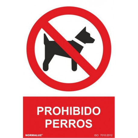 Cartel Señal 210x300mm Pvc Prohibido Perros Normaluz