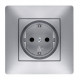 Base Enchufe Elec 16a-250v Schuko Tt Empotrar Abs Alum Habit