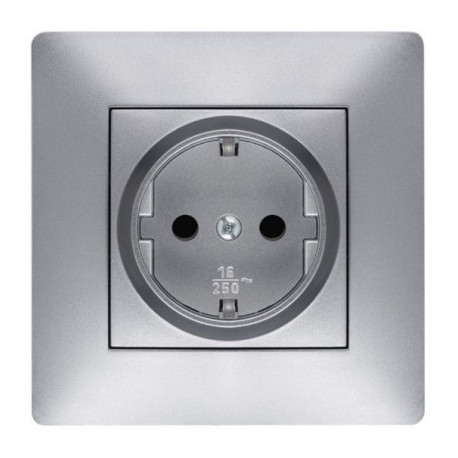 Base Enchufe Elec 16a-250v Schuko Tt Empotrar Abs Alum Habit