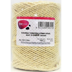 Cuerda Torcida 03mm Sisal Nat 2 Cabos Vivahogar 700 Gr