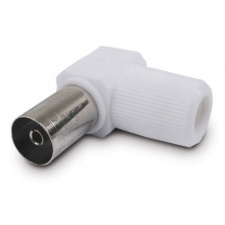 Conector Antena Coaxial Hembra Acodado 9,5mm Acero Plastico