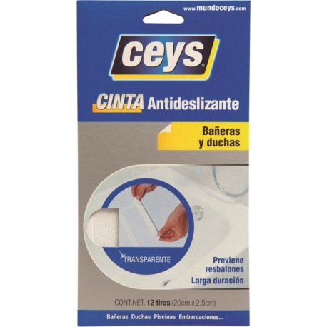 Antideslizante Bañera Tiras 2,5cmx25mm Tra Ceys 8 Pz