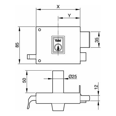 Cerradura Sobr. 100x50mm 125100dhp H.pint. Pic/pal Dcha Yale 2