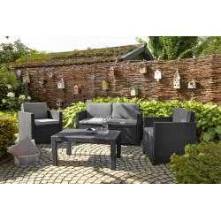 Mueble Jard Curver Ratan Grafit Victoria Lounge 1sof 2sill 4