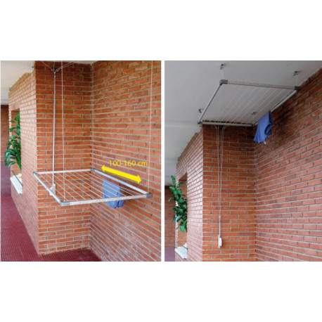 Tendedero Techo Exten 100-160cm Alu Con Recogedor Tz