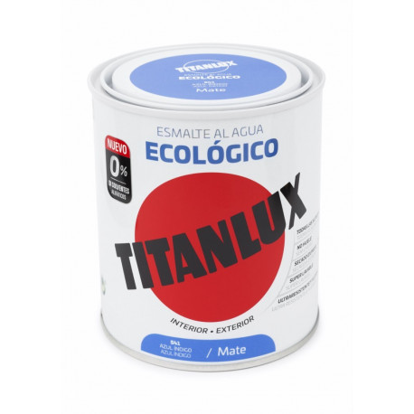 Esmalte Acril Mate 750 Ml Az/indi Al Agua Ecologico Titanlux
