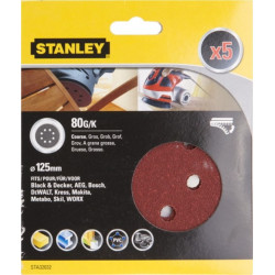 Disco Lija Stanley Roto Orbital Perfor. 125mm Gr80 Ma 5 Pz