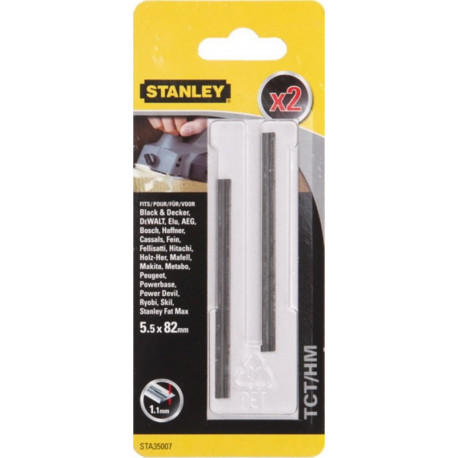 Cuchilla Cepillo Elec. Revers. 82mm Ancho Tct Stanley 2 Pz