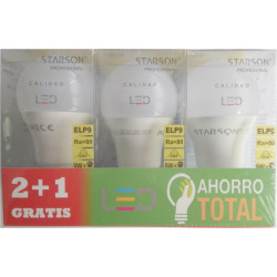 Lampara Ilumin Led Estan E27 9w 900lm 3000k Starson 3 Pz