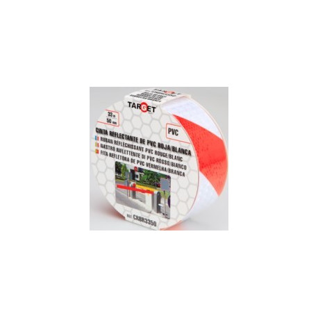 Cinta Adh 50mmx 33mt Señalizacion Reflectante Pvc Ro/bco Tar