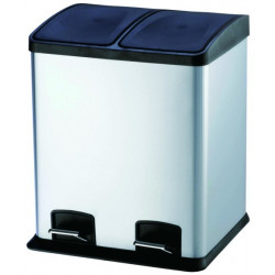 Cubo Bas. Recicl. 24lt 40x39x47cm C/pedal 2comp. Inox Vivaho