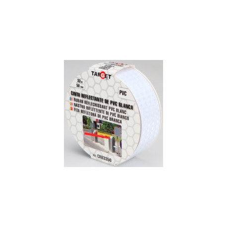 Cinta Adh 50mmx33mt Señalizacion Reflectante Pvc Blanca Targ